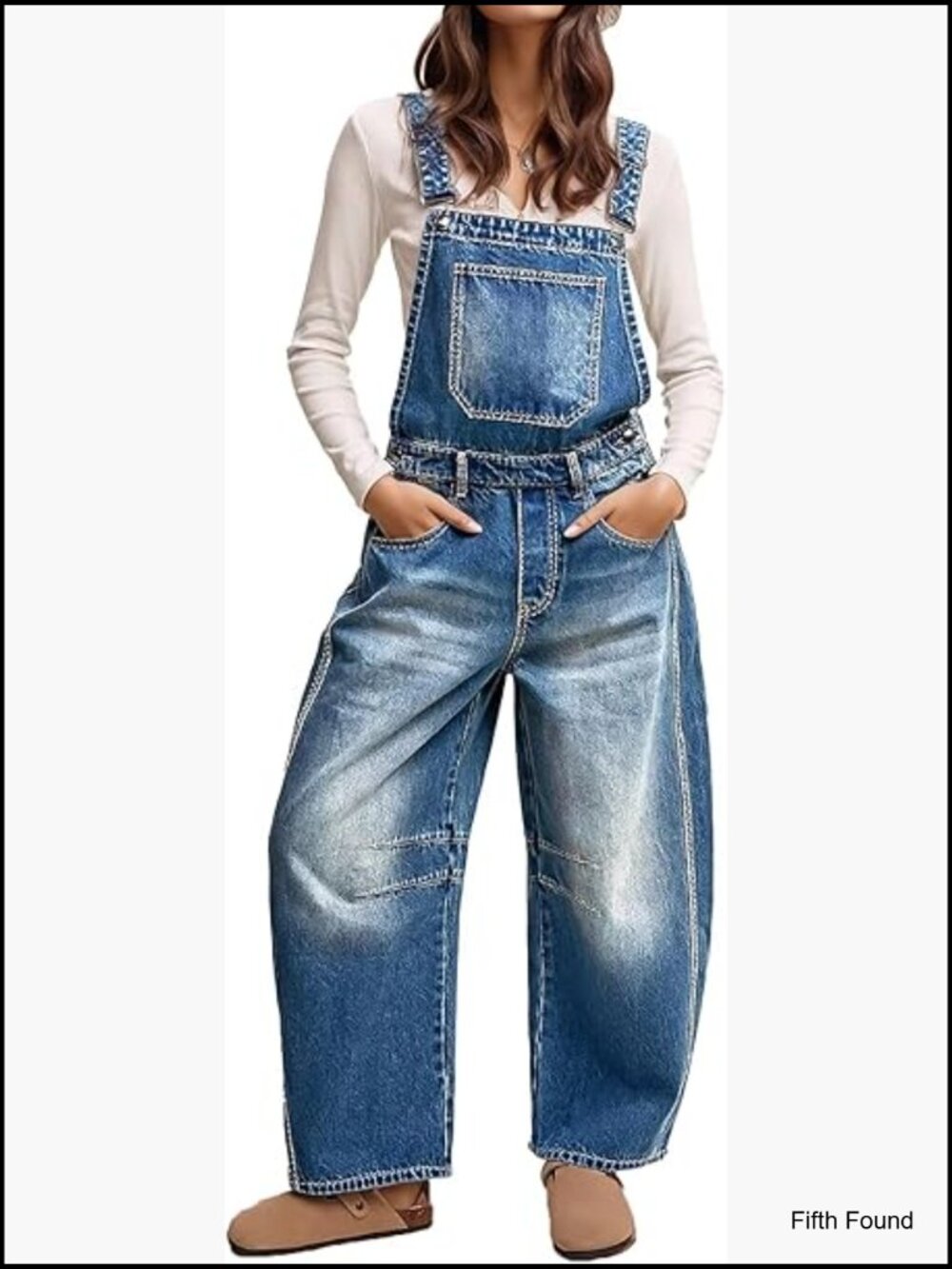 Barrel Leg Denim Overalls with Pockets Casual Jumpsuit - Picture 1 of 7